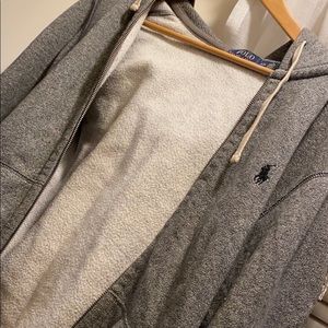 Gray polo zip up hoodie